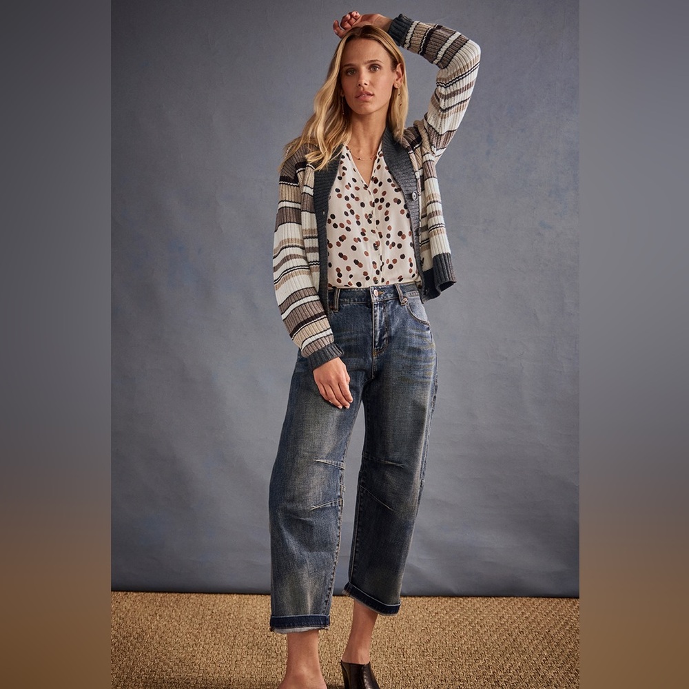 NWT Fall 25 Cocoa Striped Cardigan Size L
